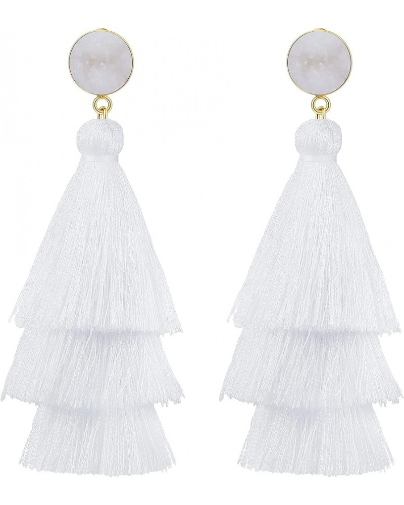 Tassel Earrings for Women with 925 Sterling Silver Post White $6.83 Earrings