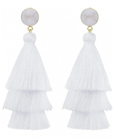 Tassel Earrings for Women with 925 Sterling Silver Post White $6.83 Earrings