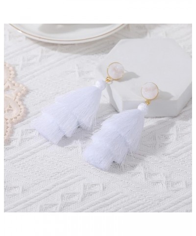 Tassel Earrings for Women with 925 Sterling Silver Post White $6.83 Earrings