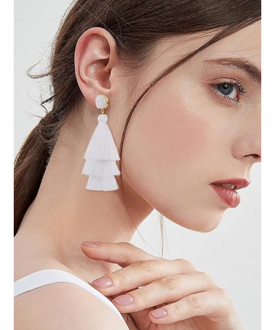 Tassel Earrings for Women with 925 Sterling Silver Post White $6.83 Earrings