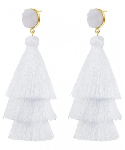 Tassel Earrings for Women with 925 Sterling Silver Post White $6.83 Earrings