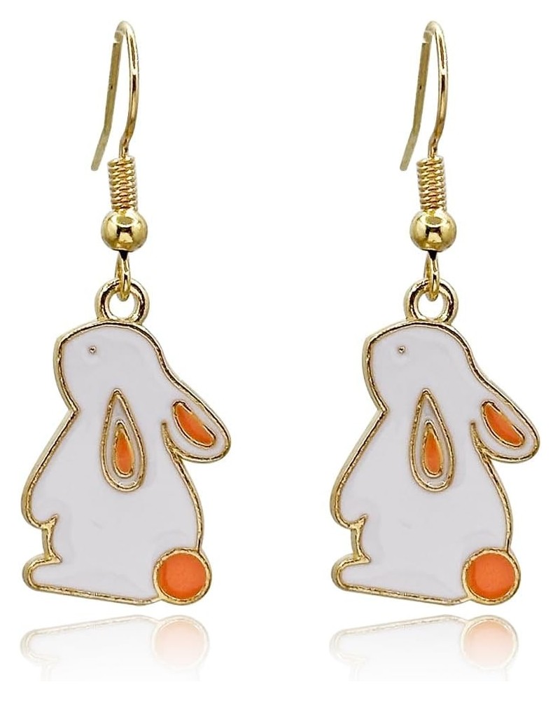 Easter Rabbit Earrings Cute CZ Acrylic Rabbit Carrot Eggs Dangle Stud Earrings for Women Girls E-Dangle $8.25 Earrings