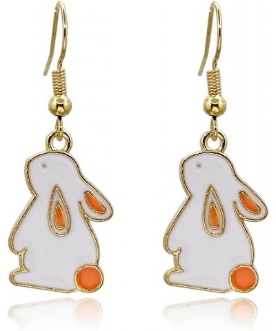 Easter Rabbit Earrings Cute CZ Acrylic Rabbit Carrot Eggs Dangle Stud Earrings for Women Girls E-Dangle $8.25 Earrings