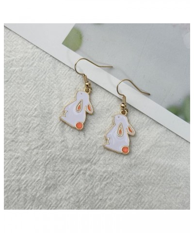 Easter Rabbit Earrings Cute CZ Acrylic Rabbit Carrot Eggs Dangle Stud Earrings for Women Girls E-Dangle $8.25 Earrings