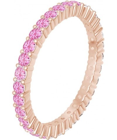 14k Gold Over Sterling Silver Round Cut Simulated Pink Tourmaline Full Eternity Band Ring Rose Gold Plated Silver $34.00 Others