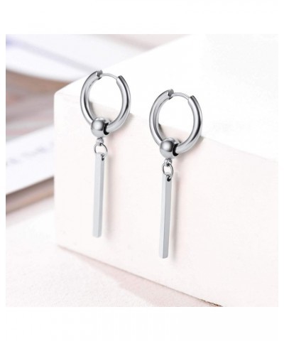 Vertical Bar Earrings for Women Hypoallergenic Piercing Hook Drop Bar|Hoop Drop Bar Earrings (With Gift Box) 05: Hoop Bar-Sta...