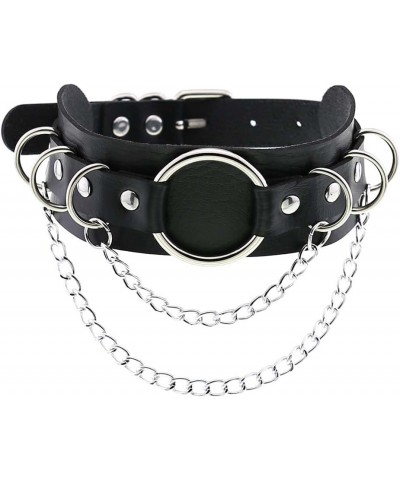 Women Punk Leather Choker Rock Girls Chain Collar chain Necklace Adjustable Black $10.22 Necklaces