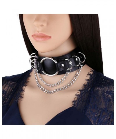 Women Punk Leather Choker Rock Girls Chain Collar chain Necklace Adjustable Black $10.22 Necklaces