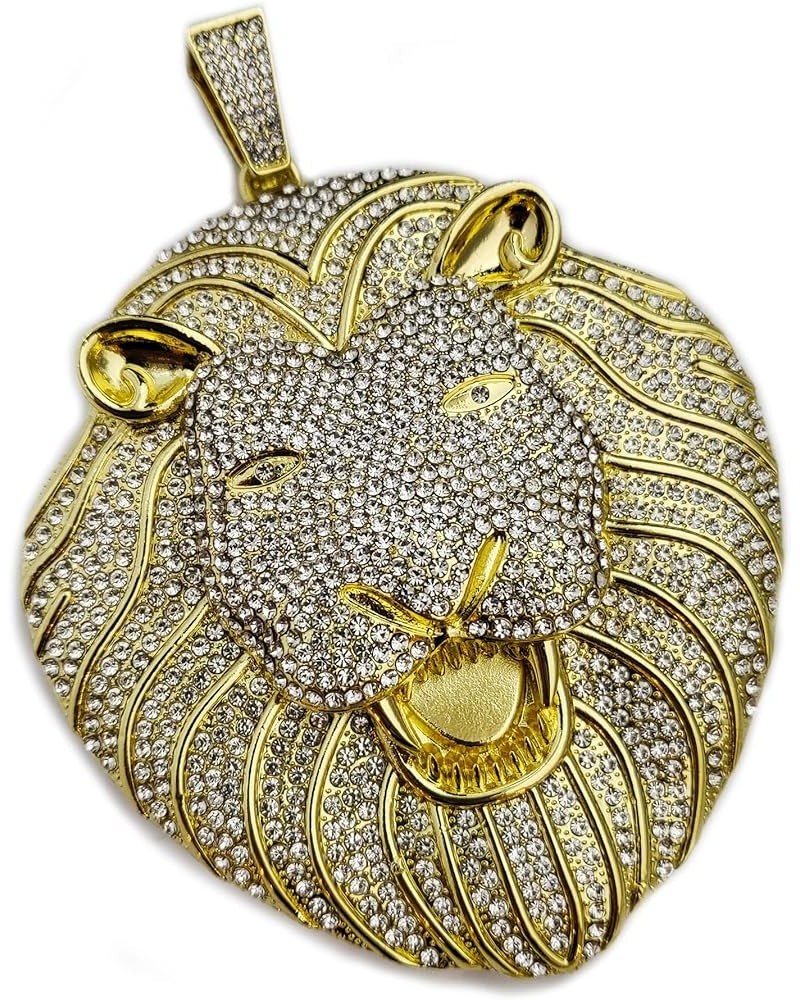 HIP HOP JEWELRY ICED LAB DIAMOND JUMBO SIZE LION HEAD BLING RAPPER CHARM PENDANT GOLD $20.70 Pendants