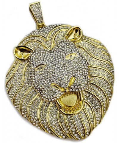 HIP HOP JEWELRY ICED LAB DIAMOND JUMBO SIZE LION HEAD BLING RAPPER CHARM PENDANT GOLD $20.70 Pendants