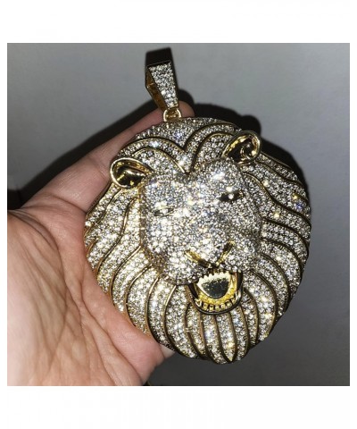 HIP HOP JEWELRY ICED LAB DIAMOND JUMBO SIZE LION HEAD BLING RAPPER CHARM PENDANT GOLD $20.70 Pendants