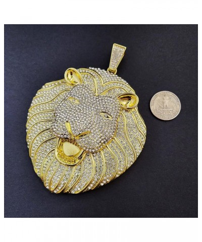 HIP HOP JEWELRY ICED LAB DIAMOND JUMBO SIZE LION HEAD BLING RAPPER CHARM PENDANT GOLD $20.70 Pendants