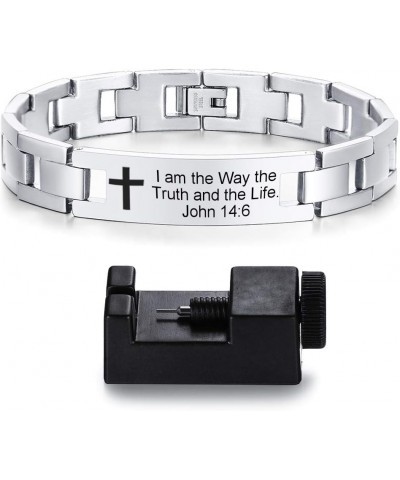 MZZJ Faith Religious Jewelry Christian Bible Verse Scripture Motivational Inspirational Bracelet 12MM Stainless Steel Adjusta...