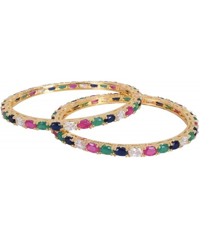 CZ Zirconia Gold Tone Multi Diamond Wedding Indian Bangles Bollywood Jewelry Women Multi 2.4 Inches $11.96 Bracelets