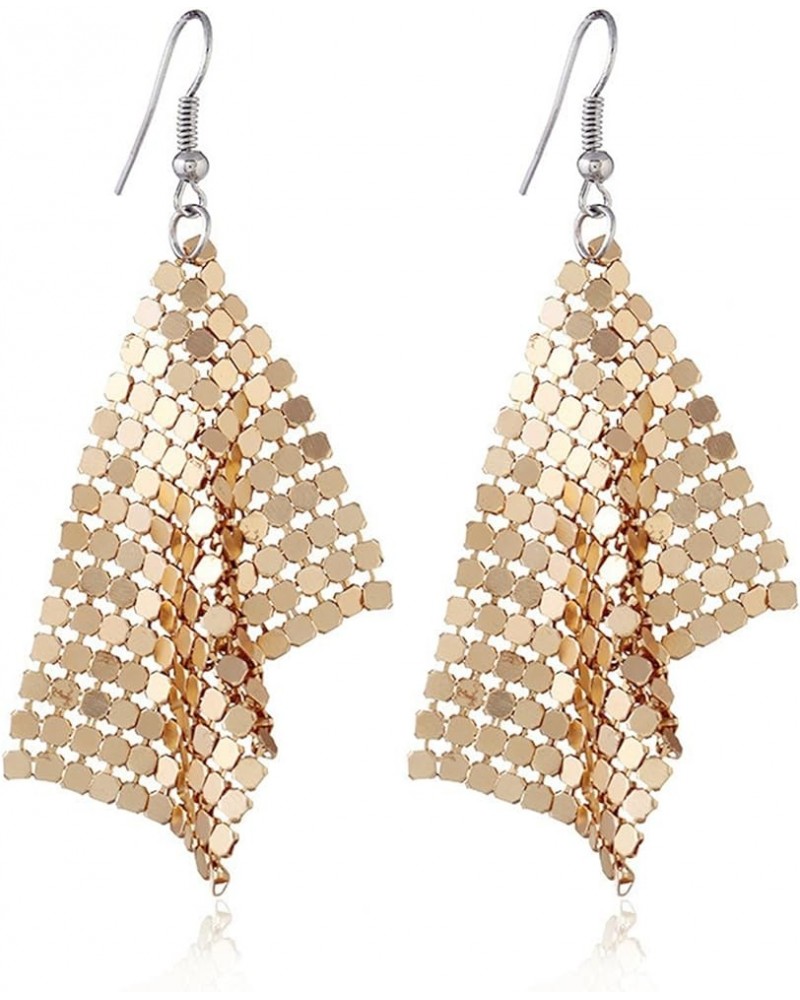 Trendy Sequin Dangle Earrings for Women Girls Multicolor Elegant Sparkly Metal Mesh Grid Tassel Gold Silver Plated Long Chic ...