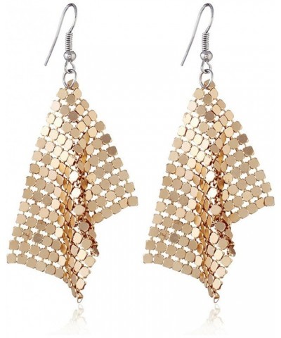 Trendy Sequin Dangle Earrings for Women Girls Multicolor Elegant Sparkly Metal Mesh Grid Tassel Gold Silver Plated Long Chic ...