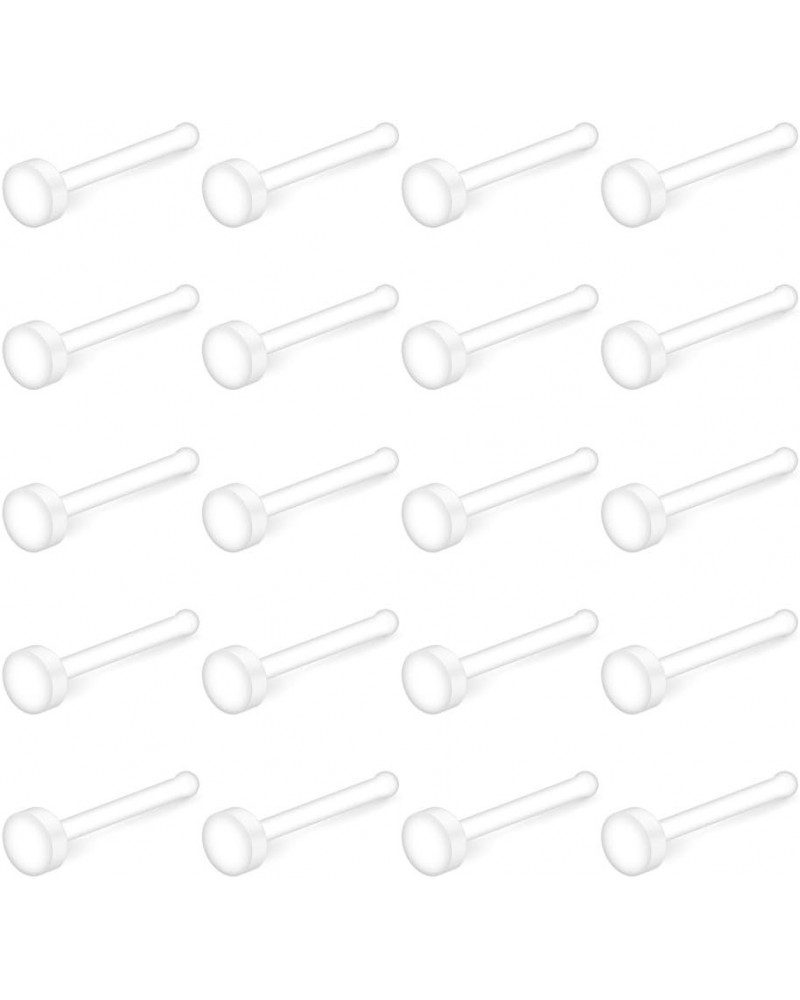 20G Clear Bioflex Nose Bone Ring Stud Retainer Body Jewelry Piercing Top Flat 2mm 2.5mm 3mm 20-60PCS 20PCS - 3mm Top Flat $6....