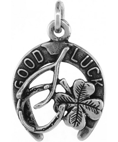 Irish Lucky Charm Necklace Horseshoe Clover Wishbone Antiqued finish 3/4 inch, 16-30 inch 0.8mm Box Chain 22-inch $14.20 Neck...