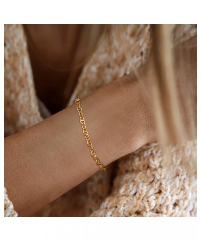 Women Bracelet 14K Gold Plated Paperclip Satellite Bead Ball Oval Cuba Cable Box Chain Daily Charm Layered Link Silver Bracel...