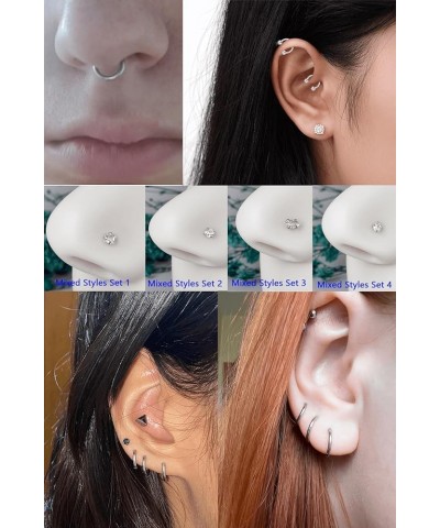 Opal Nose Stud 20 Gauge 6mm Surgical Steel Cute 20g Nose Ring Piercing Studs Set For Women Men Mixed Styles Set C $9.71 Body ...