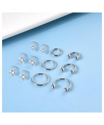 Opal Nose Stud 20 Gauge 6mm Surgical Steel Cute 20g Nose Ring Piercing Studs Set For Women Men Mixed Styles Set C $9.71 Body ...