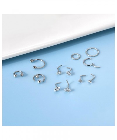 Opal Nose Stud 20 Gauge 6mm Surgical Steel Cute 20g Nose Ring Piercing Studs Set For Women Men Mixed Styles Set C $9.71 Body ...