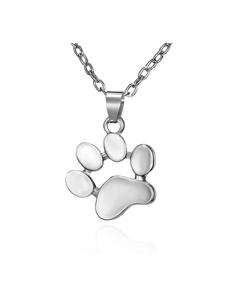 Lovely Cute Animal Cat Paw Print Pendant Necklace Dainty Gold Silver Dog Paw Choker Necklace Pubby Pet Paw Print Jewelry for ...