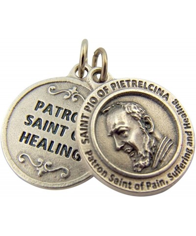 Silver Toned Base Catholic Patron Saint Medal Pendant, 3/4 Inch Patron of Healing Saint Pio of Pietrelcina $7.19 Pendants