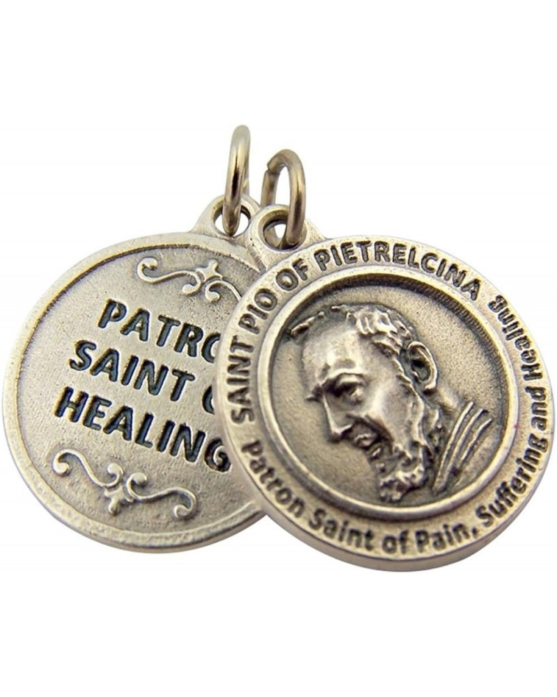 Silver Toned Base Catholic Patron Saint Medal Pendant, 3/4 Inch Patron of Healing Saint Pio of Pietrelcina $7.19 Pendants