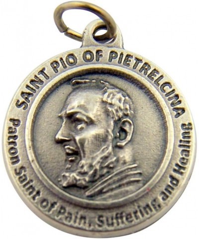 Silver Toned Base Catholic Patron Saint Medal Pendant, 3/4 Inch Patron of Healing Saint Pio of Pietrelcina $7.19 Pendants