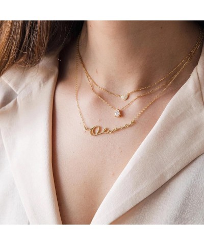 Gold Birthstone Necklace for Women, Dainty Diamond Pendant Necklace for Teen Girls Blue Green Cubic Zirconia Pendant Necklace...