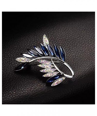 Rhinestone Crystal Leaf Brooch Pin Corsage Feather Clothes Dress Gown Brooch for Women Girls Anti-light Pin Jewelry Scarf Bag...