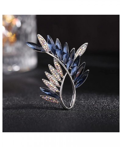 Rhinestone Crystal Leaf Brooch Pin Corsage Feather Clothes Dress Gown Brooch for Women Girls Anti-light Pin Jewelry Scarf Bag...