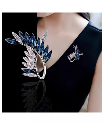 Rhinestone Crystal Leaf Brooch Pin Corsage Feather Clothes Dress Gown Brooch for Women Girls Anti-light Pin Jewelry Scarf Bag...