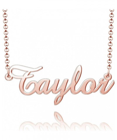 Sterling Silver Pendant Customized Plate Personalized Name Necklace Gift for Women Couple Taylor Rose Gold $14.15 Necklaces