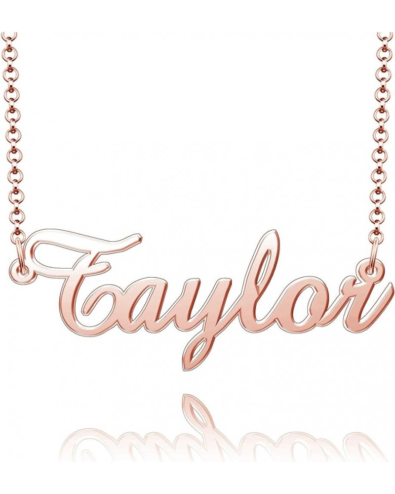 Sterling Silver Pendant Customized Plate Personalized Name Necklace Gift for Women Couple Taylor Rose Gold $14.15 Necklaces