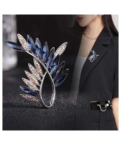 Rhinestone Crystal Leaf Brooch Pin Corsage Feather Clothes Dress Gown Brooch for Women Girls Anti-light Pin Jewelry Scarf Bag...