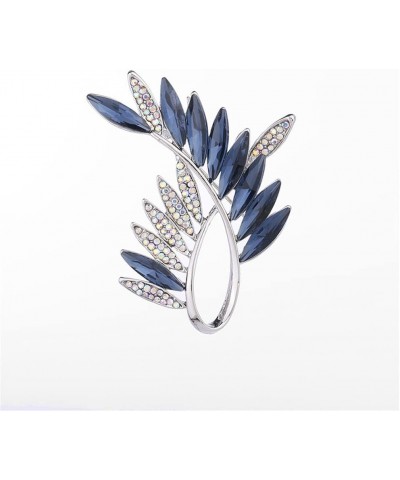 Rhinestone Crystal Leaf Brooch Pin Corsage Feather Clothes Dress Gown Brooch for Women Girls Anti-light Pin Jewelry Scarf Bag...