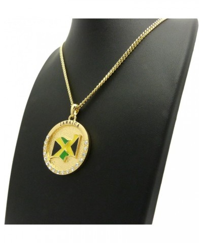 Jamaica Flag Pendant 24" Various Chain Necklace in Gold, Silver Tone Gold / 3mm 24" Cuban Chain $11.27 Necklaces