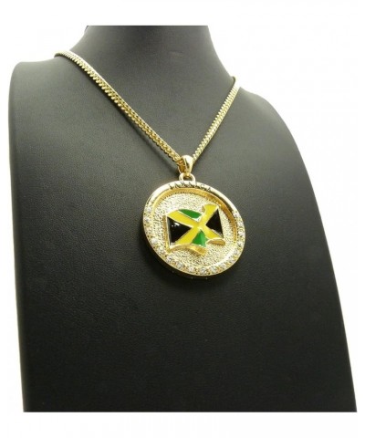 Jamaica Flag Pendant 24" Various Chain Necklace in Gold, Silver Tone Gold / 3mm 24" Cuban Chain $11.27 Necklaces