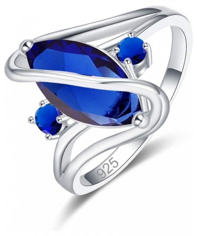 925 Sterling Silver Created Ruby Spinel Filled Marquise Cut Ring for Women Royal Blue $4.07 Rings