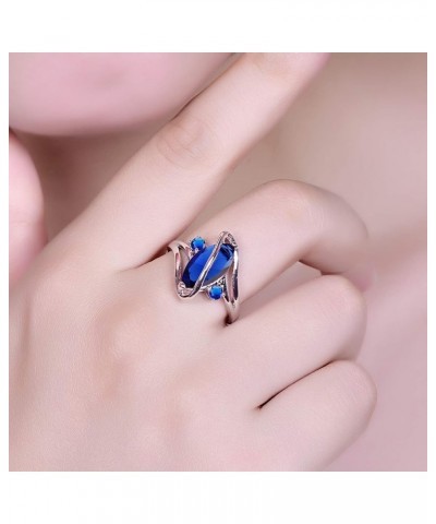 925 Sterling Silver Created Ruby Spinel Filled Marquise Cut Ring for Women Royal Blue $4.07 Rings