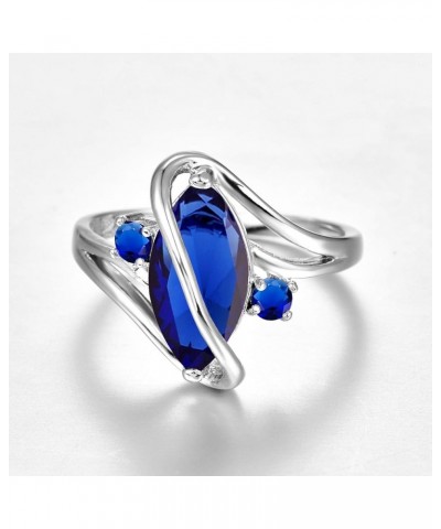 925 Sterling Silver Created Ruby Spinel Filled Marquise Cut Ring for Women Royal Blue $4.07 Rings