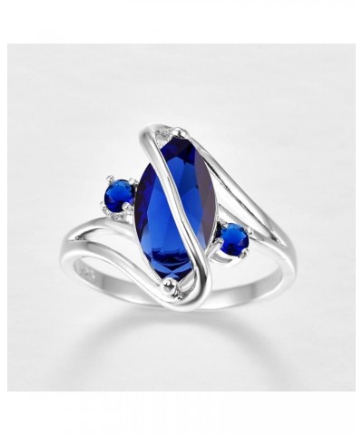 925 Sterling Silver Created Ruby Spinel Filled Marquise Cut Ring for Women Royal Blue $4.07 Rings