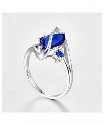 925 Sterling Silver Created Ruby Spinel Filled Marquise Cut Ring for Women Royal Blue $4.07 Rings