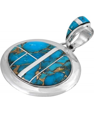 Turquoise Necklace Pendant 925 Sterling Silver Genuine Gemstones (20" Length) Teal/Matrix $30.08 Necklaces