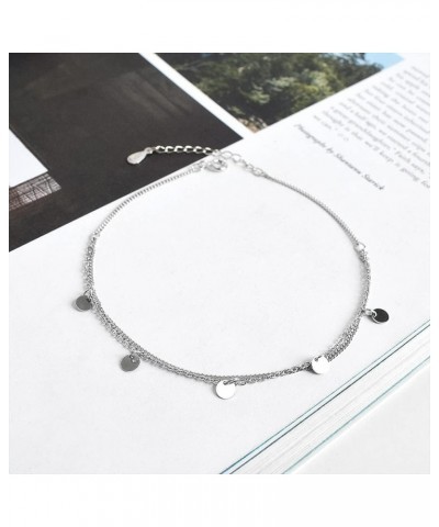 Anklets for Women Sterling Silver Beaded Chain Anklet Bracelet Adjustable Extender Summer Beach Foot Ankle Jewelry Layered Co...