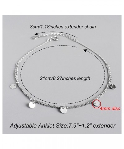 Anklets for Women Sterling Silver Beaded Chain Anklet Bracelet Adjustable Extender Summer Beach Foot Ankle Jewelry Layered Co...