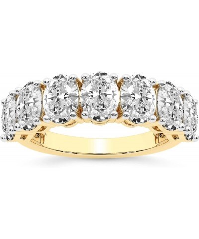 7 Stone Lab Grown Diamond Anniversary Band Ring For Women | 14K & 18K White Yellow Rose Gold Or Platinum EGL/IGI Certified | ...