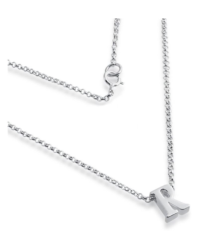 Initial Letter R Personalized Serif Font Pendant Necklace Thin 1mm Chain Sterling Silver 18.0 Inches $31.69 Necklaces